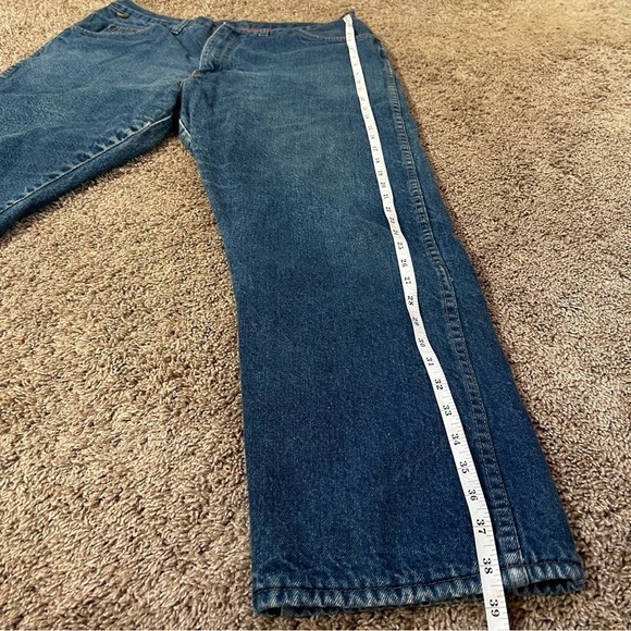 Wrangler Thermal Jeans Mens 36x30 Blue Rugged Wear Denim Red Lining insulated - Picture 8 of 14
